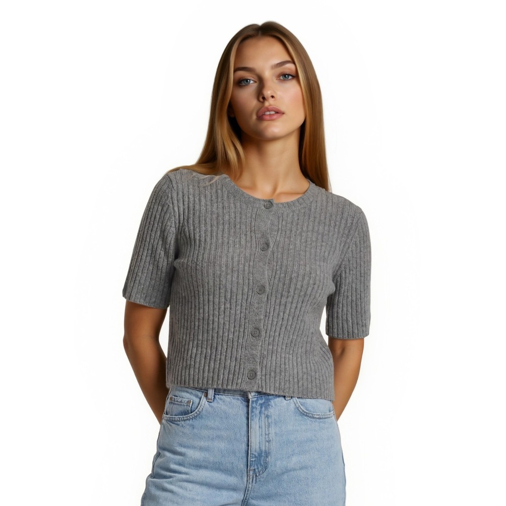 House of Harlow 1960 Sweater 100% Cashmere Women's Size Small Gray Cardigan